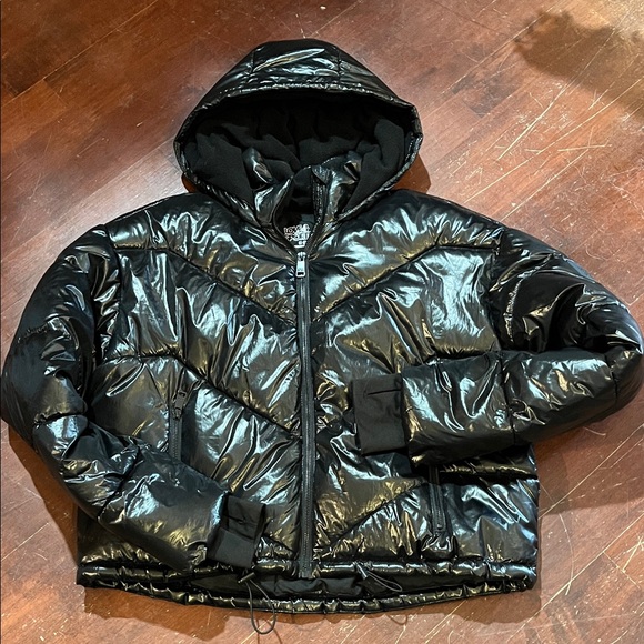 Love & Sports Jackets & Blazers - Love & Sports Glossy Black Puffer Jacket - Shiny Finish